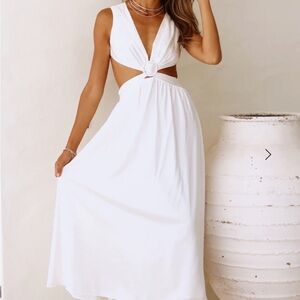 Hello Molly White Backless Maxi Dress